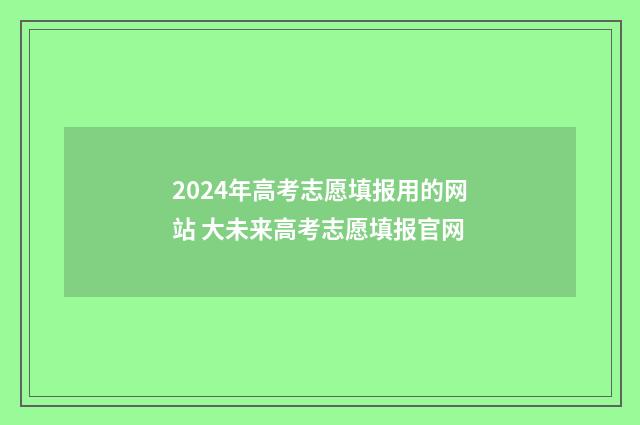 2024年高考志愿填报用的网站 大未来高考志愿填报官网
