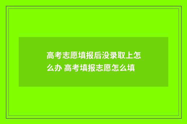 高考志愿填报后没录取上怎么办 高考填报志愿怎么填