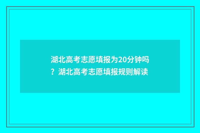 湖北高考志愿填报为20分钟吗？湖北高考志愿填报规则解读