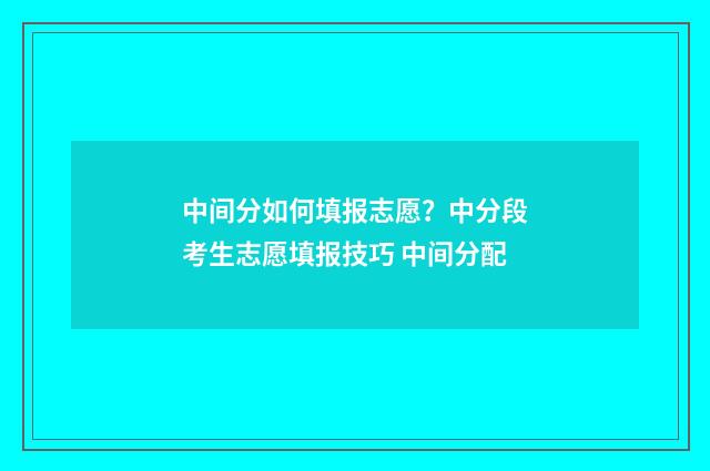 中间分如何填报志愿？中分段考生志愿填报技巧 中间分配