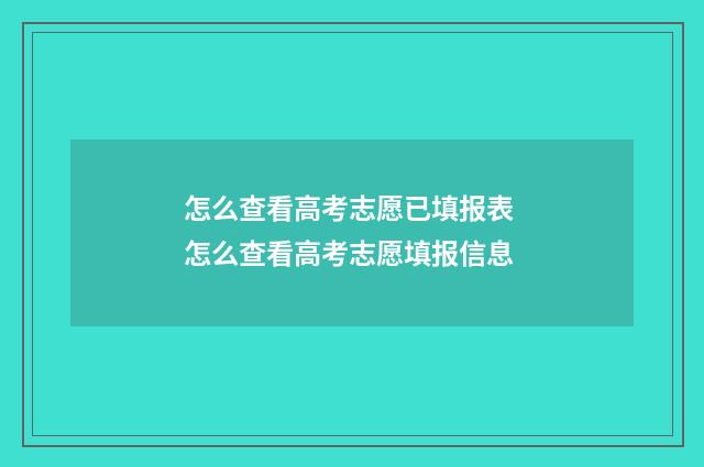 怎么查看高考志愿已填报表 怎么查看高考志愿填报信息