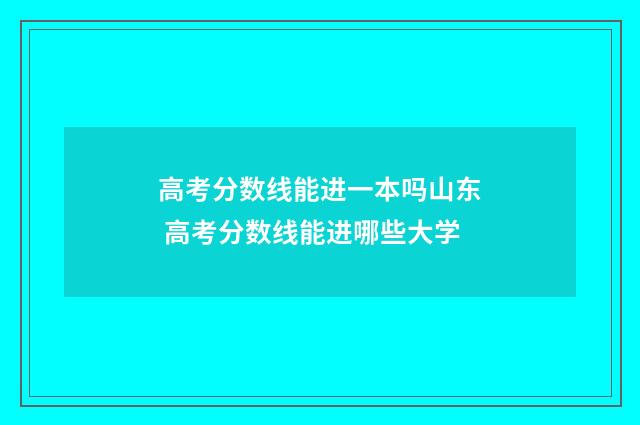 高考分数线能进一本吗山东 高考分数线能进哪些大学