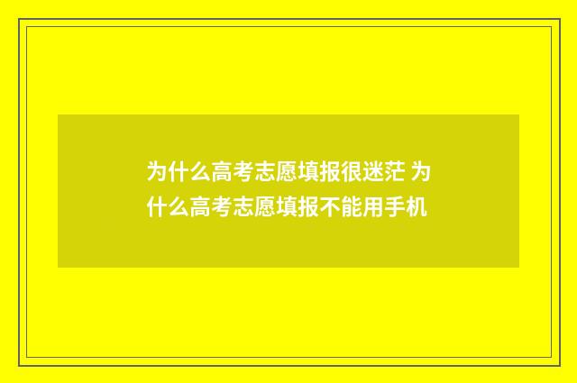为什么高考志愿填报很迷茫 为什么高考志愿填报不能用手机