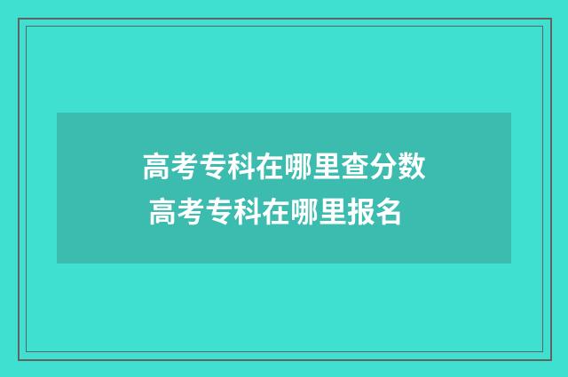 高考专科在哪里查分数 高考专科在哪里报名