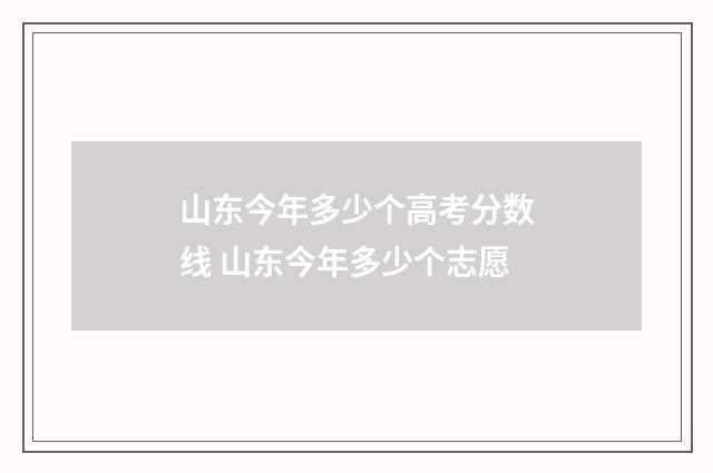 山东今年多少个高考分数线 山东今年多少个志愿