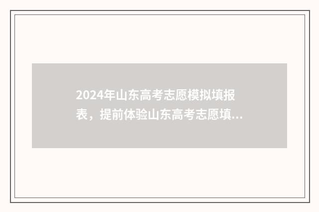 2024年山东高考志愿模拟填报表，提前体验山东高考志愿填报流程 山东省2024高考报名网站入口官网
