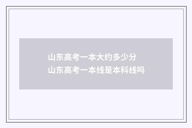 山东高考一本大约多少分 山东高考一本线是本科线吗