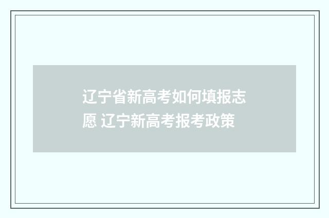 辽宁省新高考如何填报志愿 辽宁新高考报考政策