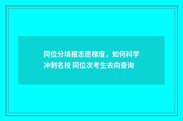 同位分填报志愿梯度，如何科学冲刺名校 同位次考生去向查询