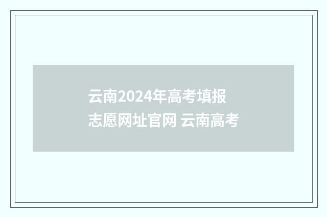 云南2024年高考填报志愿网址官网 云南高考