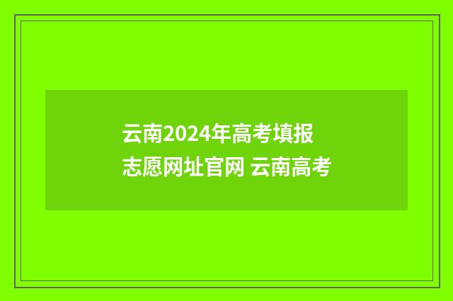 云南2024年高考填报志愿网址官网 云南高考