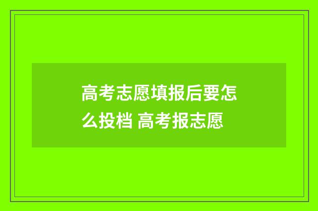 高考志愿填报后要怎么投档 高考报志愿