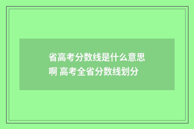 省高考分数线是什么意思啊 高考全省分数线划分