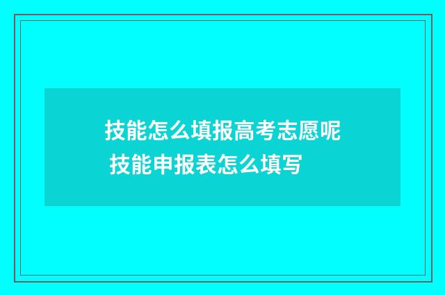 技能怎么填报高考志愿呢 技能申报表怎么填写