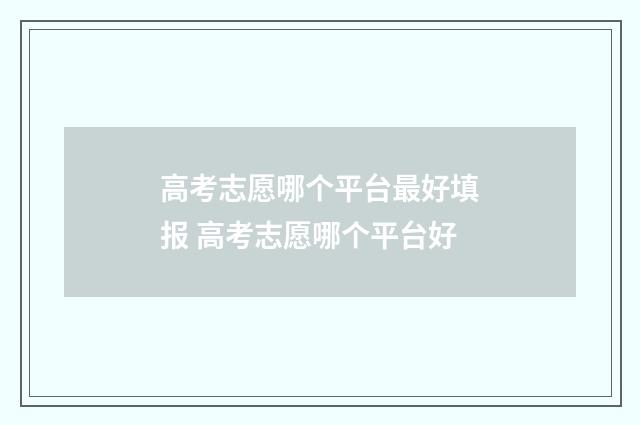 高考志愿哪个平台最好填报 高考志愿哪个平台好