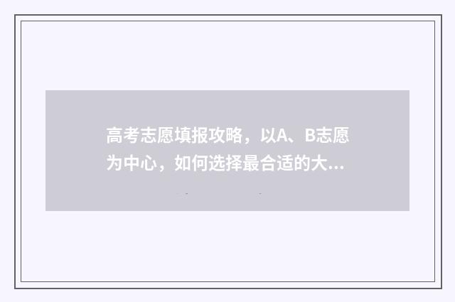 高考志愿填报攻略，以A、B志愿为中心，如何选择最合适的大学专业？ 高考志愿填报攻略 书
