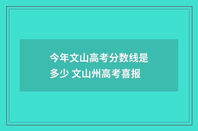 今年文山高考分数线是多少 文山州高考喜报