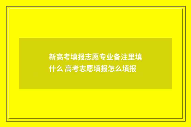 新高考填报志愿专业备注里填什么 高考志愿填报怎么填报