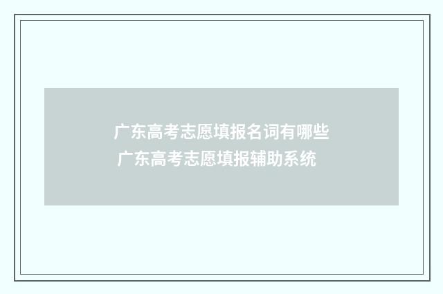 广东高考志愿填报名词有哪些 广东高考志愿填报辅助系统