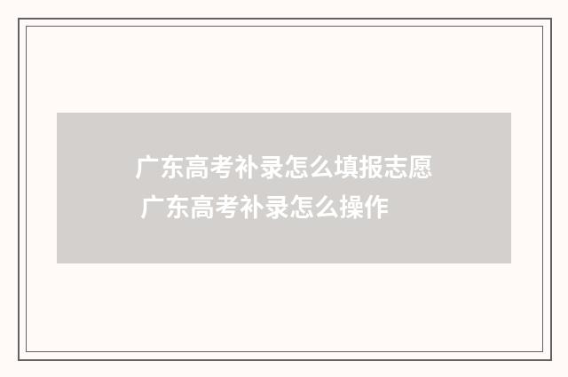 广东高考补录怎么填报志愿 广东高考补录怎么操作