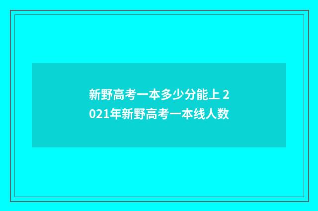 新野高考一本多少分能上 2021年新野高考一本线人数