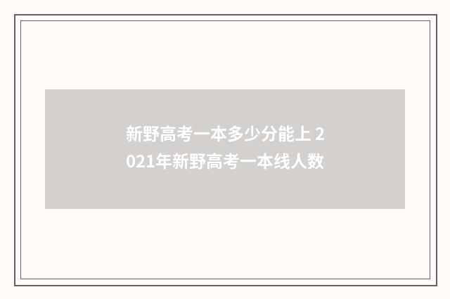 新野高考一本多少分能上 2021年新野高考一本线人数