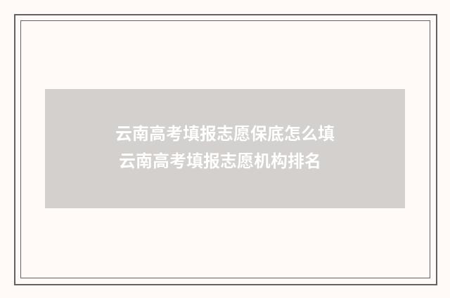 云南高考填报志愿保底怎么填 云南高考填报志愿机构排名