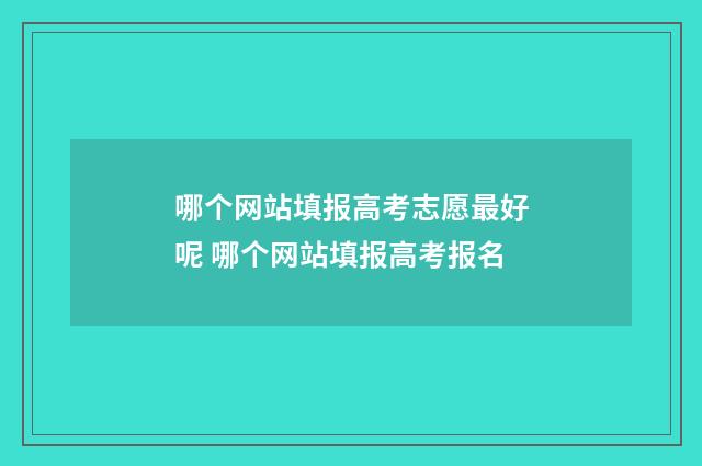 哪个网站填报高考志愿最好呢 哪个网站填报高考报名