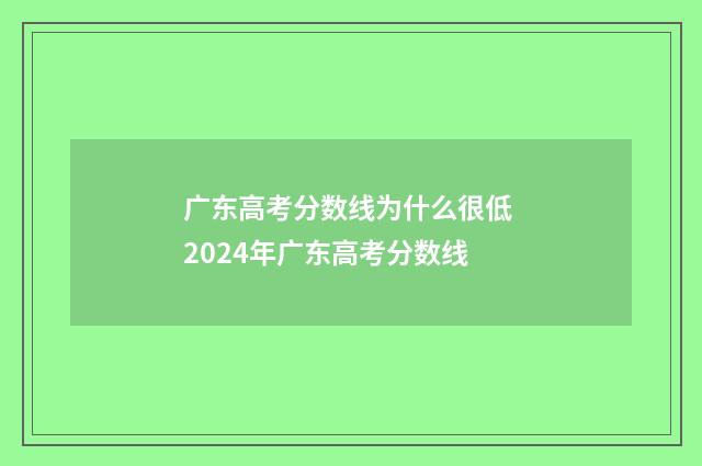 广东高考分数线为什么很低 2024年广东高考分数线