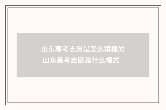 山东高考志愿是怎么填报的 山东高考志愿是什么模式