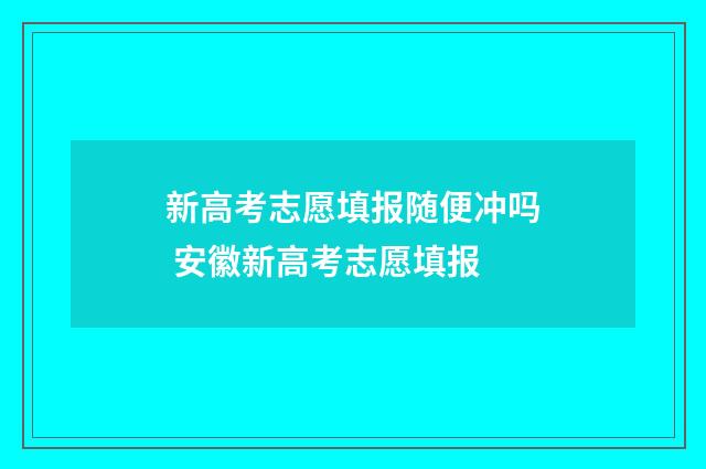 新高考志愿填报随便冲吗 安徽新高考志愿填报
