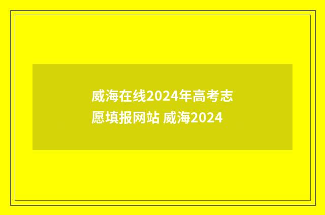 威海在线2024年高考志愿填报网站 威海2024