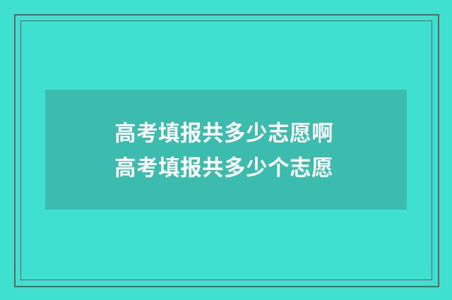 高考填报共多少志愿啊 高考填报共多少个志愿