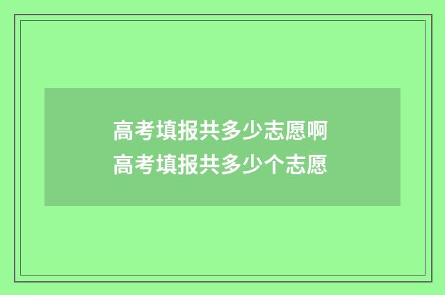 高考填报共多少志愿啊 高考填报共多少个志愿