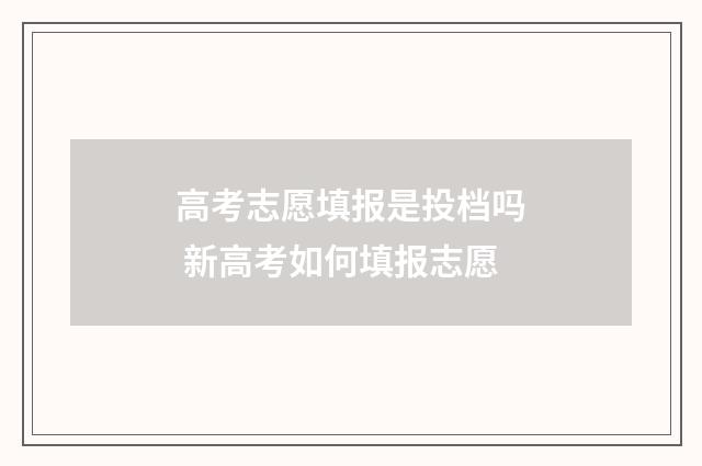 高考志愿填报是投档吗 新高考如何填报志愿