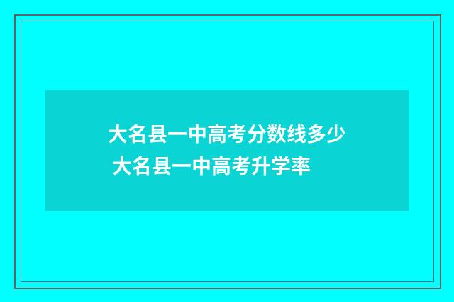 大名县一中高考分数线多少 大名县一中高考升学率