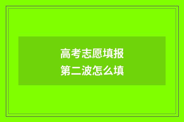 高考志愿填报第二波怎么填