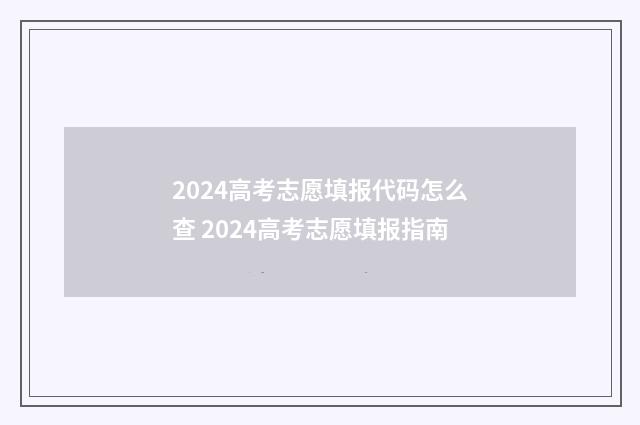 2024高考志愿填报代码怎么查 2024高考志愿填报指南