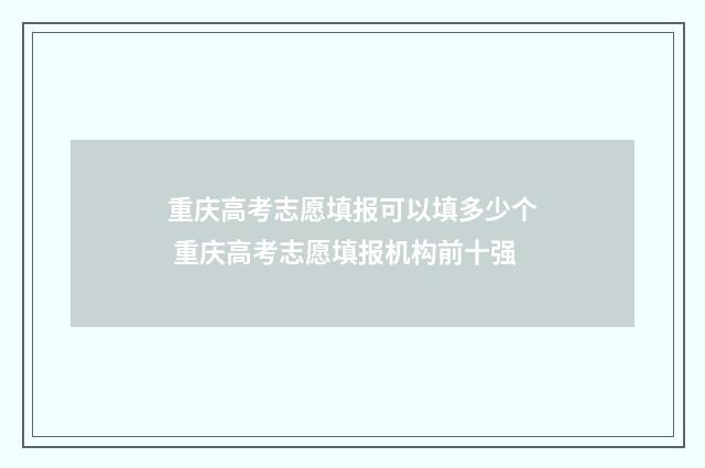 重庆高考志愿填报可以填多少个 重庆高考志愿填报机构前十强