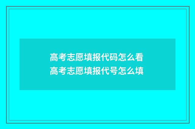 高考志愿填报代码怎么看 高考志愿填报代号怎么填