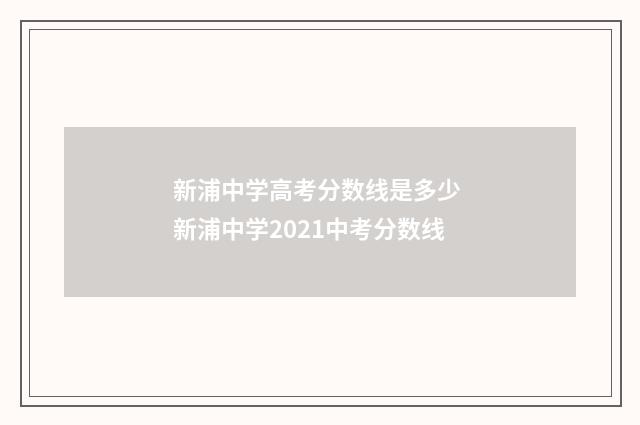 新浦中学高考分数线是多少 新浦中学2021中考分数线