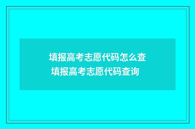 填报高考志愿代码怎么查 填报高考志愿代码查询
