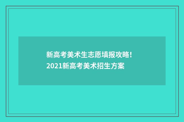 新高考美术生志愿填报攻略！ 2021新高考美术招生方案