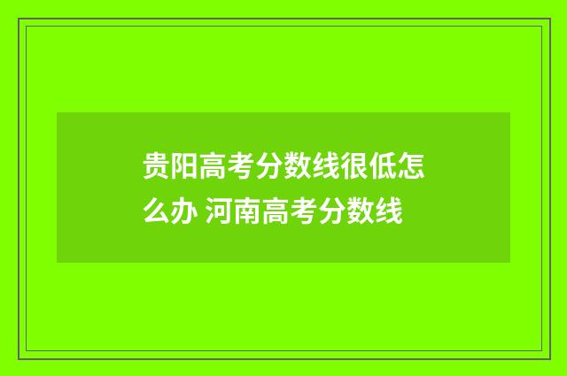 贵阳高考分数线很低怎么办 河南高考分数线