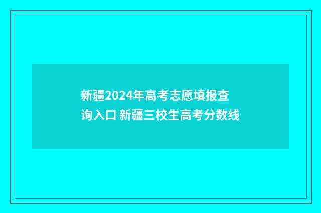 新疆2024年高考志愿填报查询入口 新疆三校生高考分数线