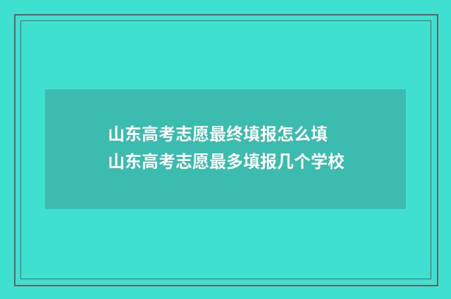 山东高考志愿最终填报怎么填 山东高考志愿最多填报几个学校