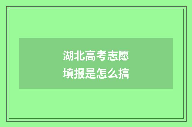 湖北高考志愿填报是怎么搞