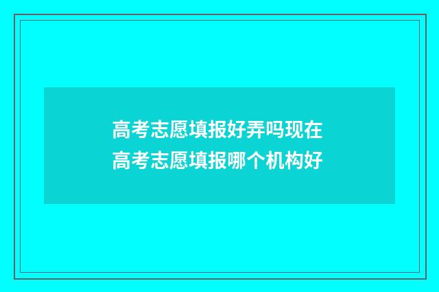 高考志愿填报好弄吗现在 高考志愿填报哪个机构好