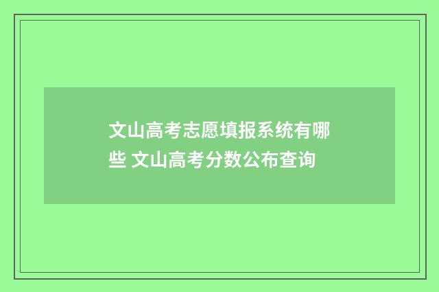 文山高考志愿填报系统有哪些 文山高考分数公布查询