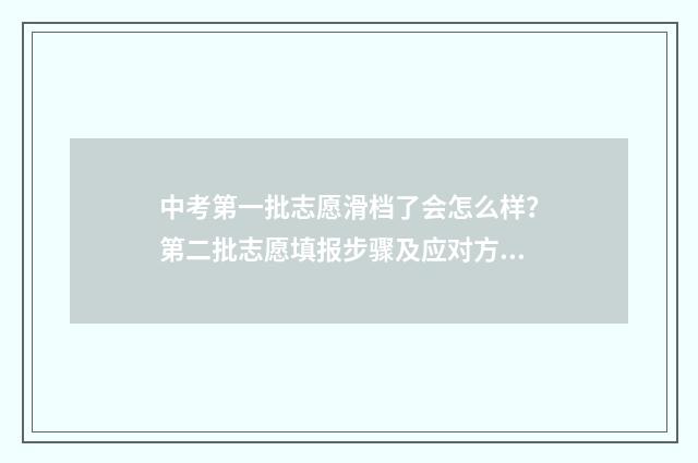 中考第一批志愿滑档了会怎么样？第二批志愿填报步骤及应对方法 中考第一批志愿没录取怎么办